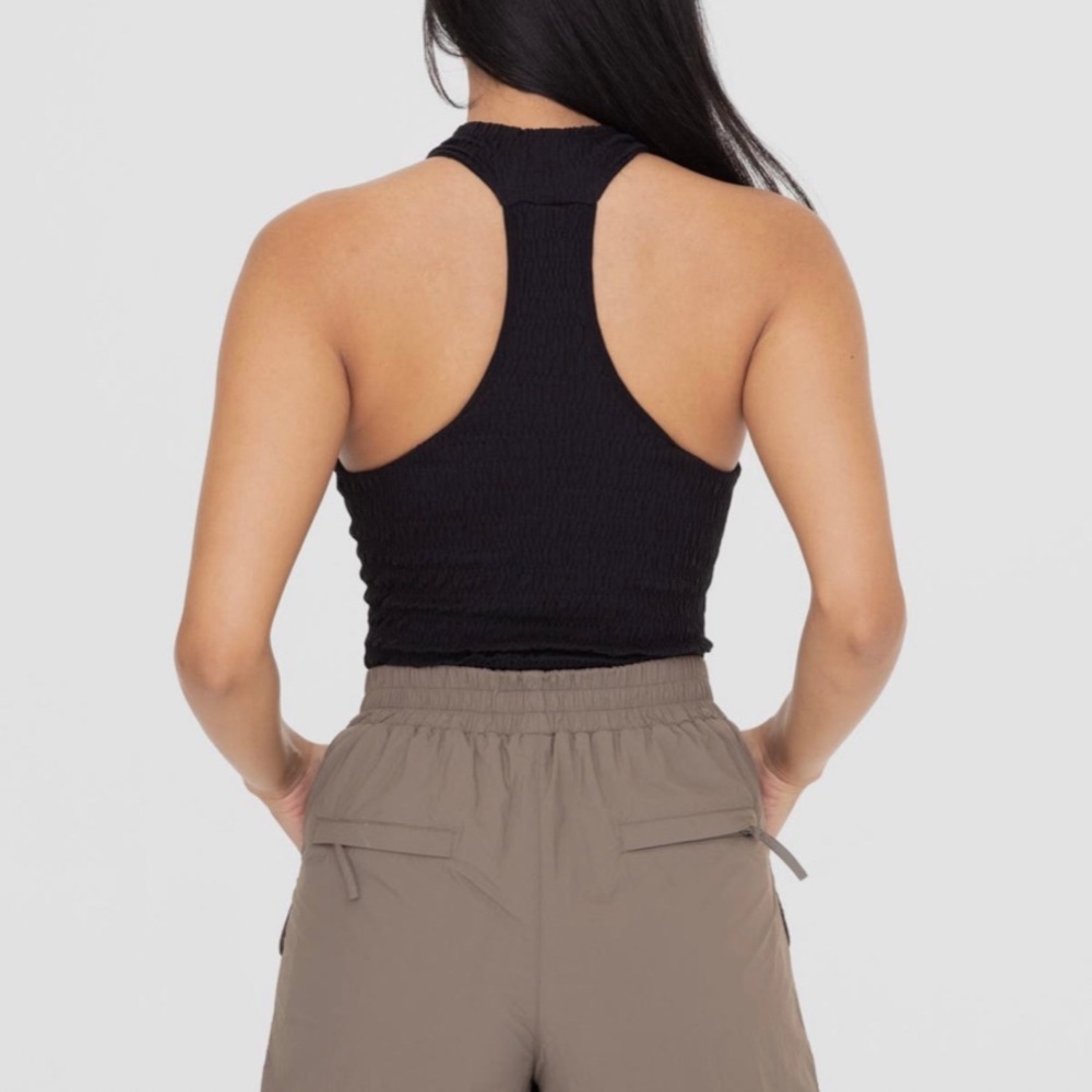 Black Smocked halter crop top - Picture 3 of 5